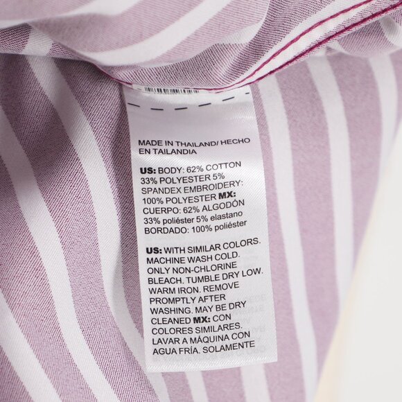 CHICO'S No Iron Stretch Stripe Shirt Purple & White Size 3/US16 - Picture 7 of 7